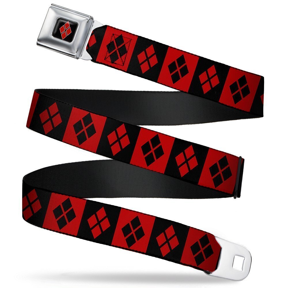 2457 Seatbelt Belt - Harley Quinn Diamond Blocks Red/Black Black/Red - 1.0"